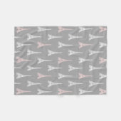 Paris Eiffel Tower PInk Grey Fleece Blanket (Voorkant (Horizontaal))