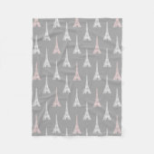 Paris Eiffel Tower PInk Grey Fleece Blanket Deken (Voorkant)