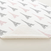 Paris Eiffel Tower Pink Grey White Sherpa Deken (3/4)
