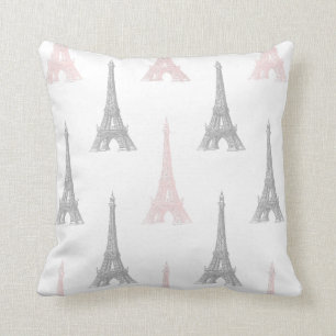 Paris Eiffel Tower Pink Grey White Sierkussen