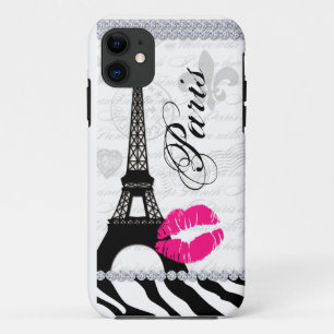 Paris Eiffel Tower Pink Lips Cell Phone Hoesje