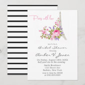 Paris Eiffel Tower Pink Peony Vrijgezellenfeest In Kaart (Voorkant / Achterkant)