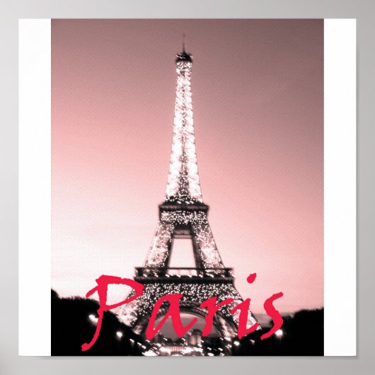 Paris Eiffel Tower Pink Poster (Voorkant)