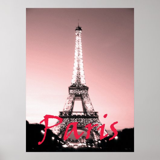 Paris Eiffel Tower Pink Poster (Voorkant)