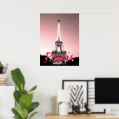 Paris Eiffel Tower Pink Poster (Thuiskantoor)