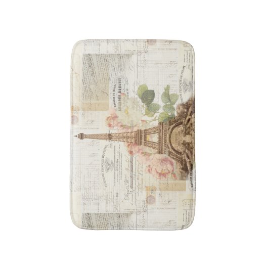 Paris Eiffel Tower Pink Roses Bath Rug Badmat (Voorkant Verticaal)