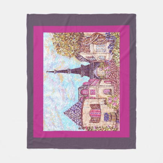 Paris Eiffel Tower pointillism fleece deken (Voorkant)