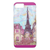Paris Eiffel Tower pointillism iPhone 7 hoesje (Achterkant)