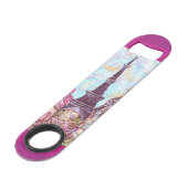 Paris Eiffel Tower Pointillism speed flesopener Speed Flessenopener (Voorkant Gekanteld)
