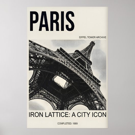 Paris Eiffel Tower Print - Vintage Style (Voorkant)