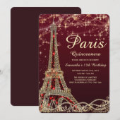 Paris Eiffel Tower Quinceanera Invite Kaart (Voorkant / Achterkant)