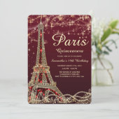 Paris Eiffel Tower Quinceanera Invite Kaart (Staand voorkant)