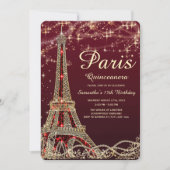 Paris Eiffel Tower Quinceanera Invite Kaart (Voorkant)