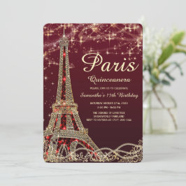 Paris Eiffel Tower Quinceanera Invite Kaart