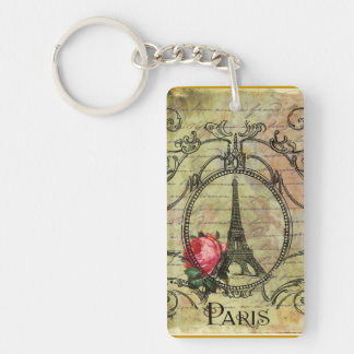 Paris Eiffel Tower & Red Rose Sleutelhanger