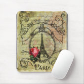 Paris Eiffel Tower & Red Rose Steampunk Muismat (Met muis)