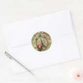 Paris Eiffel Tower & Red Rose Steampunk Ronde Sticker (Envelop)