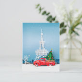 Paris Eiffel Tower Red Truck Kerstmis Briefkaart (Staand voorkant)