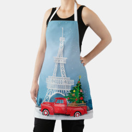 Paris Eiffel Tower Red Truck Kerstmis Schort