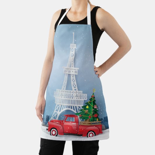 Paris Eiffel Tower Red Truck Kerstmis Schort (Insitu)