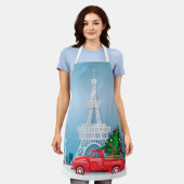 Paris Eiffel Tower Red Truck Kerstmis Schort (Gedragen)