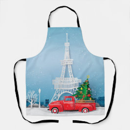 Paris Eiffel Tower Red Truck Kerstmis Schort
