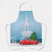 Paris Eiffel Tower Red Truck Kerstmis Schort (Voorkant)