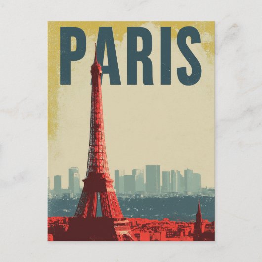 Paris Eiffel tower retro Briefkaart (Voorkant)