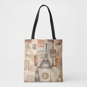 Paris Eiffel Tower Retro  Tote Bag