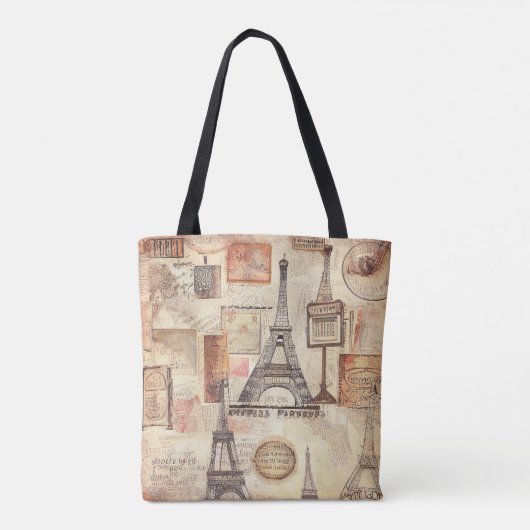 Paris Eiffel Tower Retro  Tote Bag (Achterkant)