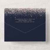 Paris Eiffel Tower Roos Gold Sparkle Weddenschap All In One Uitnodiging (Achterkant)