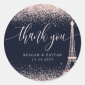 Paris Eiffel Tower Roos Gold Weddenschap Hartelijk Ronde Sticker (Voorkant)