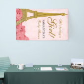 Paris Eiffel Tower Rozen Pink Gold Baby shower Spandoek (Beurs)