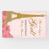 Paris Eiffel Tower Rozen Pink Gold Baby shower Spandoek (Horizontaal)
