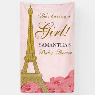 Paris Eiffel Tower Rozen Pink Gold Baby shower Spandoek