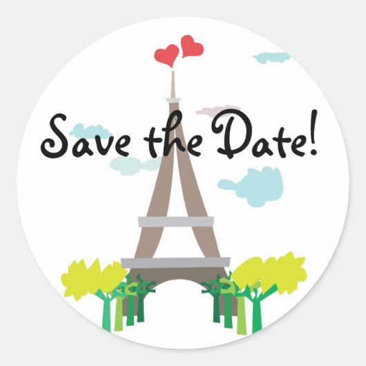 Paris Eiffel Tower Save the Date Stickers (Voorkant)