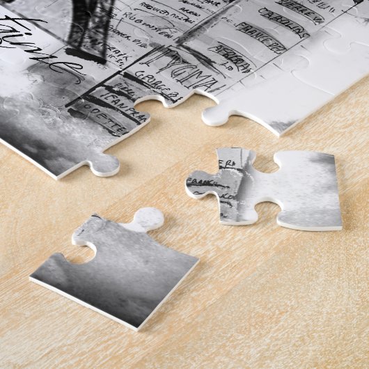 Paris Eiffel Tower Scene Collage Black & White Legpuzzel (Zijkant)