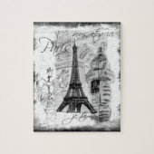 Paris Eiffel Tower Scene Collage Black & White Legpuzzel (Verticaal)