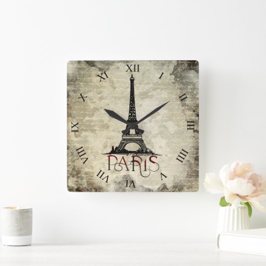 Paris, Eiffel Tower Script Vierkante Klok (Huis)