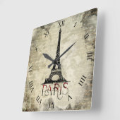 Paris, Eiffel Tower  Script Vierkante Klok (Hoek)