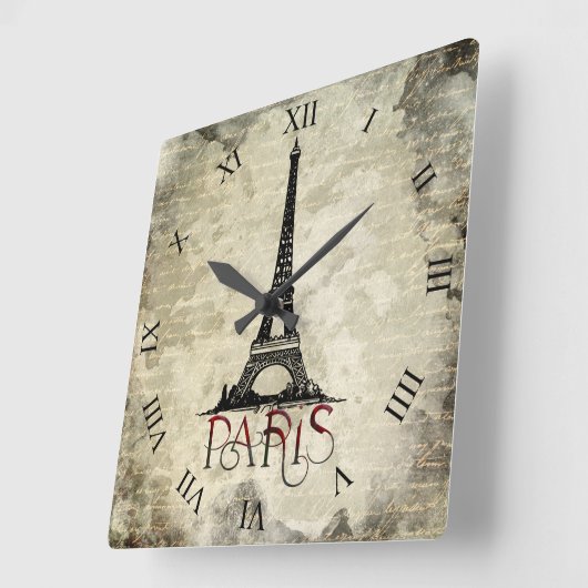 Paris, Eiffel Tower  Script Vierkante Klok (Hoek)
