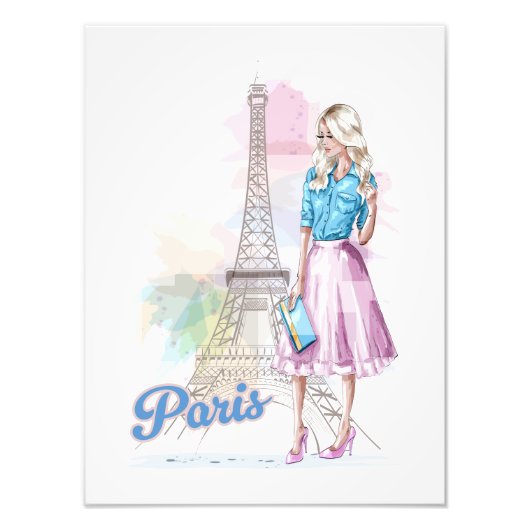 Paris Eiffel Tower sightseeing Foto Afdruk (Voorkant)