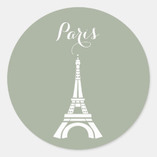 Paris Eiffel Tower Silhouette Ronde Sticker