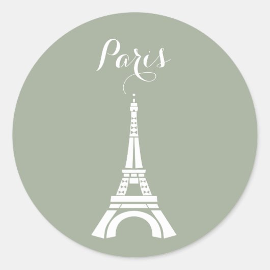Paris Eiffel Tower Silhouette Ronde Sticker (Voorkant)