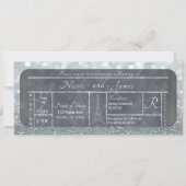 Paris Eiffel Tower Silver Glitter Ticket Weddensch Kaart (Voorkant)