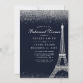 Paris Eiffel Tower Silver Sparkle Rehearsal Kaart (Voorkant)