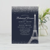 Paris Eiffel Tower Silver Sparkle Rehearsal Kaart (Staand voorkant)