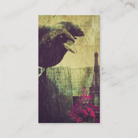 Paris Eiffel Tower Spooky halloween raven Crow Visitekaartje (Voorkant)