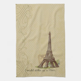 Paris Eiffel Tower Tan Diamond Tea Kitchen Towel Theedoek