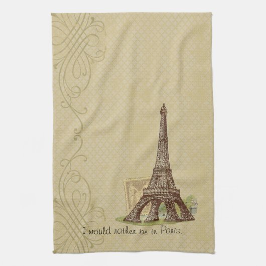 Paris Eiffel Tower Tan Diamond Tea Kitchen Towel Theedoek (Verticaal)
